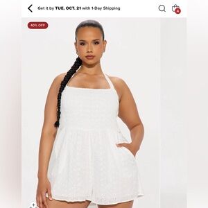 Fashion Nova White Halter Romper